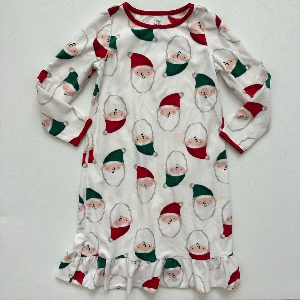 Carter's White and Red Santa Nightgown Size 6-7 Girls